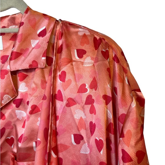 Cabernet | Soft Coral Hearts Robe, Top & Bottom Set Size Top & Bottom L Robe XL - Picture 2 of 8